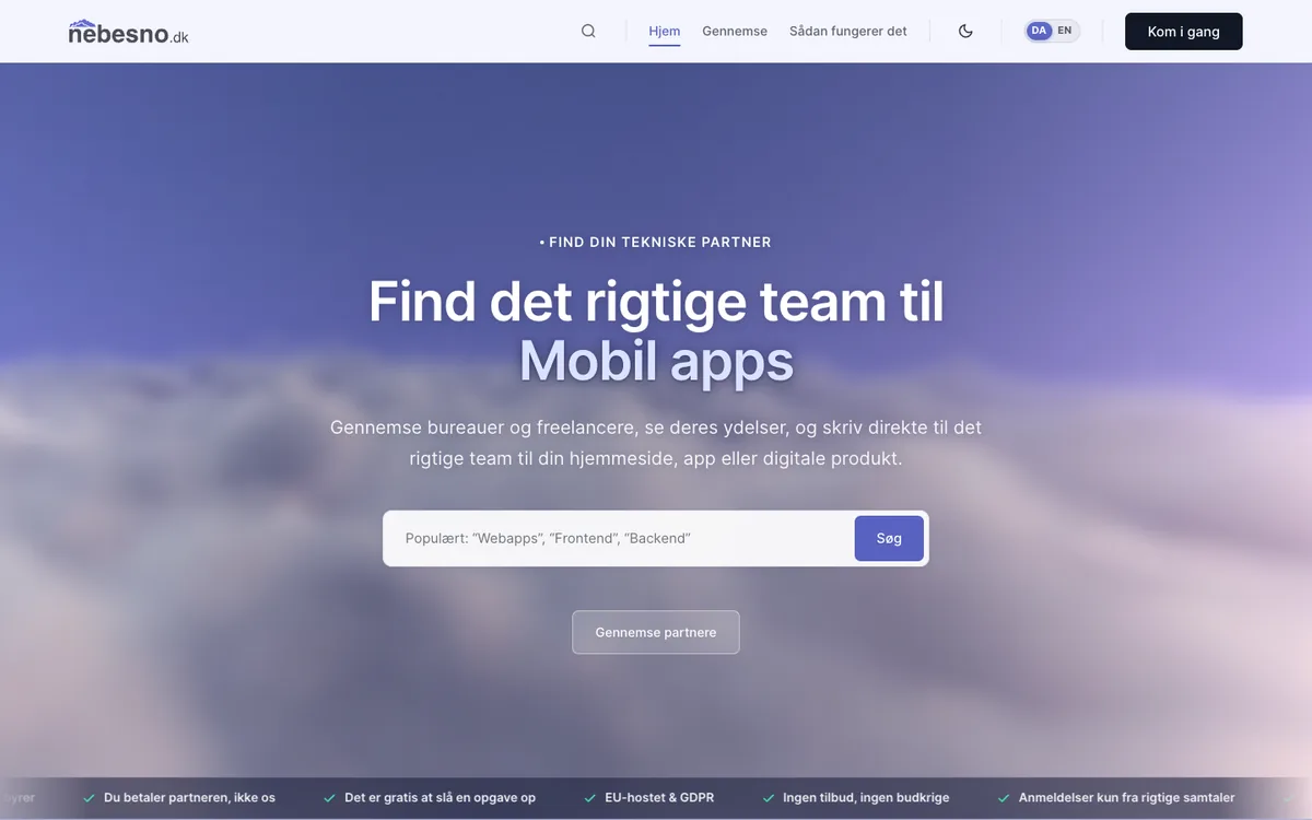 Homepage of nebesno.dk